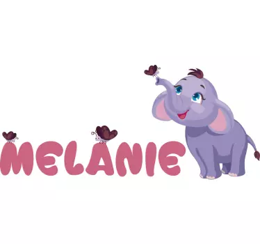 Vinilo para niños de elefante nombre personalizable - TenVinilo