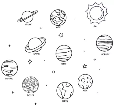 Vinilo pared de los planetas sistema solar - TenVinilo