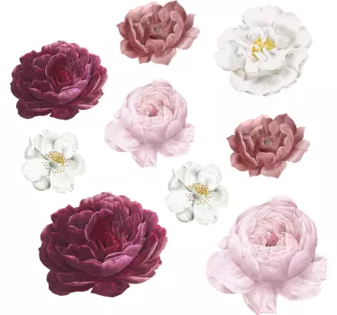 Vinilo decorativo de rosas blancas y rojas - TenVinilo