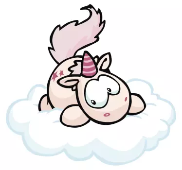 Vinilo bebé nórdico unicornio en nube - TenVinilo