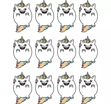 Pegatinas infantiles unicornios coloridos gorditos - TenVinilo