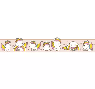 Cenefa infantil de unicornio de color rosa - TenVinilo
