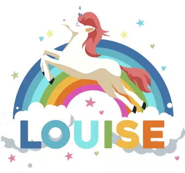Vinilo bebé con nombre unicornio y arcoiris - TenVinilo