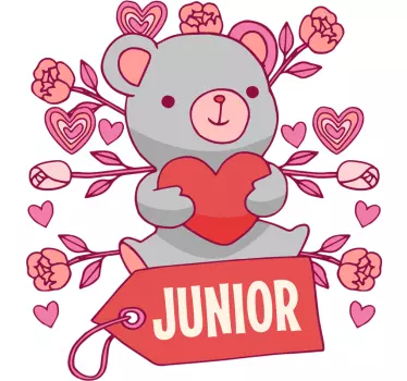 Vinilo pared infantil lindo oso de corazón - TenVinilo