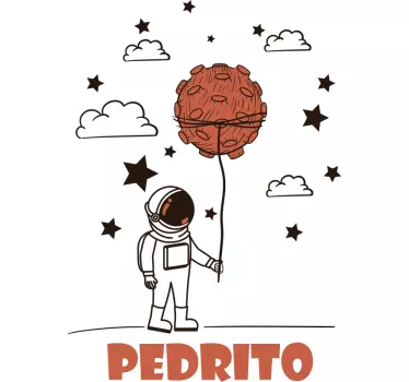 Vinilo bebé pequeño astronauta con nombre - TenVinilo