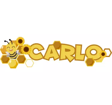 Vinilo pared infantil nombre personalizado con abeja - TenVinilo