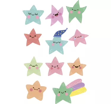 Pack de 11 vinilos estrellas coloridas tonos pastel - TenVinilo