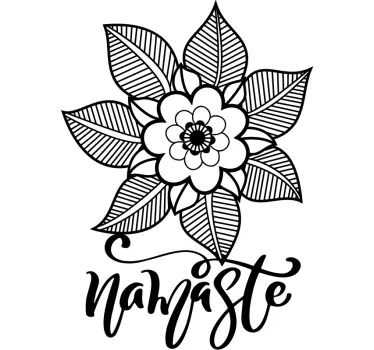 Vinilo decorativo flor grande paisley frase namaste - TenVinilo