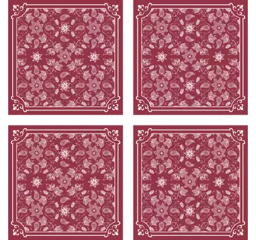 Azulejos vinílicos flores paisley estilo vintage - TenVinilo