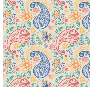 Vinilo para refrigerador estilo paisley colorido - TenVinilo