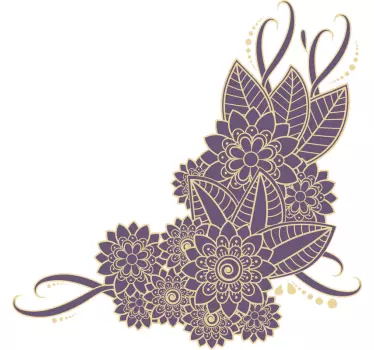 Vinilo de flores estilo paisley color morado y dorado - TenVinilo