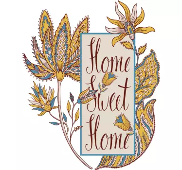 Frases vinilo pared hogar dulce hogar flores paisley  - TenVinilo
