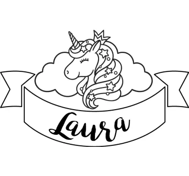 Vinilo personalizable Unicornio feliz con nombre - TenVinilo