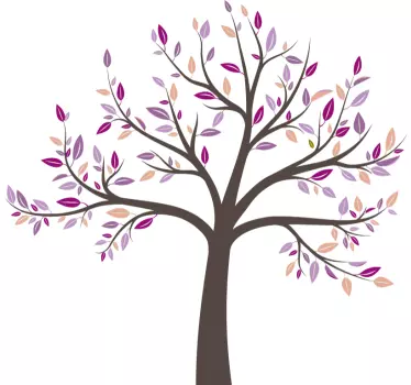 Vinilo de árbol para pared árbol con detalles rosas - TenVinilo
