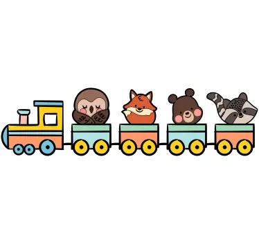Vinilo decorativo infantil precioso tren de animales - TenVinilo