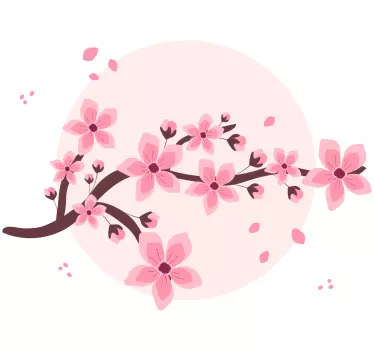Árbol en vinilo con flores primaverales en círculo - TenVinilo