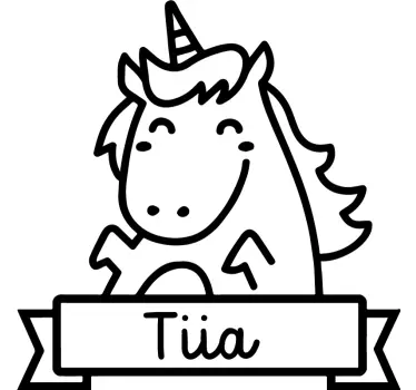 Vinilo infantil decorativo personalizable unicornio feliz - TenVinilo