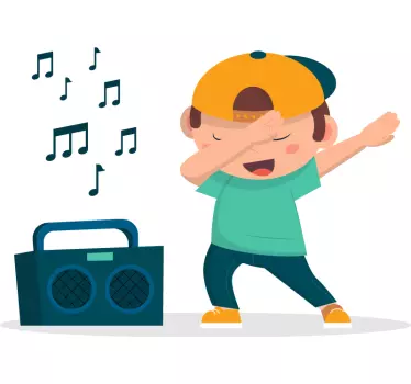Vinilo decorativo infantil niño rapero bailando - TenVinilo