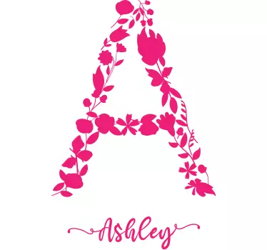 Vinilo pared infantil inicial floral personalizada - TenVinilo