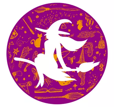 Vinilo cuento infantil bruja caprichosa montando - TenVinilo