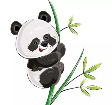 Vinilo bebé panda trepador estilo nórdico - TenVinilo
