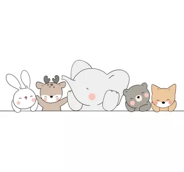 Vinilo pared bebé animales nórdicos felices - TenVinilo