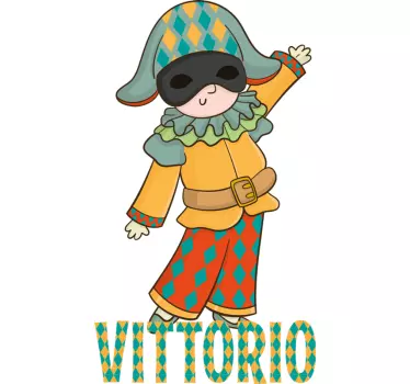 Vinilo pared infantil personaje bufón colorido - TenVinilo
