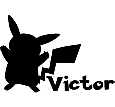 Vinilo Pokémon pared Pikachu con nombre - TenVinilo