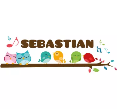 Vinilo pared infantil pájaros coloridos personalizados - TenVinilo