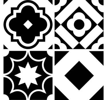 Azulejos vinílicos Azulejo de patrón blanco y negro - TenVinilo