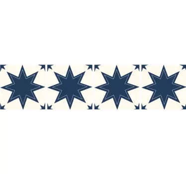 Azulejos vinílicos Estrella grande azul oscuro y blanco - TenVinilo