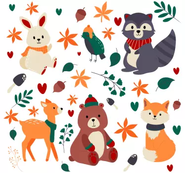 Vinilo bebé animales y flora del bosque - TenVinilo