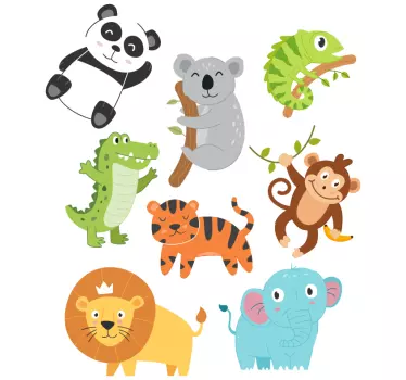 Mural habitación infantil Animales de otoño dibujados a mano - TenVinilo