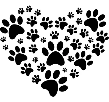 Vinilo de corazón huellas de perros - TenVinilo