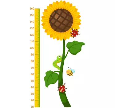 Vinilo medidor Medidor de pared con girasol - TenVinilo