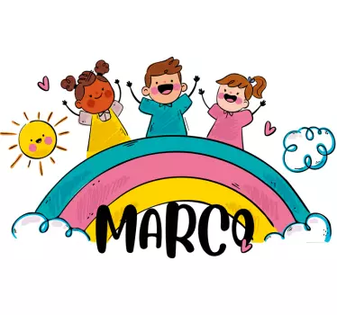Vinilo pared infantil alegre escena de arcoíris - TenVinilo