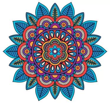 Pegatina floral Mandala de colores brillantes - TenVinilo