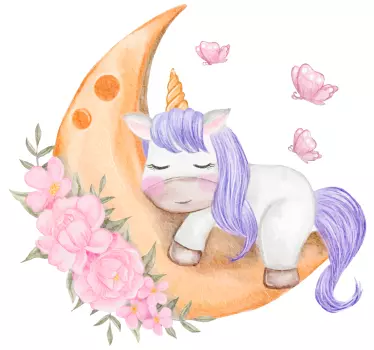 Vinilo de unicornio durmiendo en luna  - TenVinilo