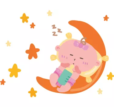 Vinilo pared infantil lindo bebé durmiendo - TenVinilo