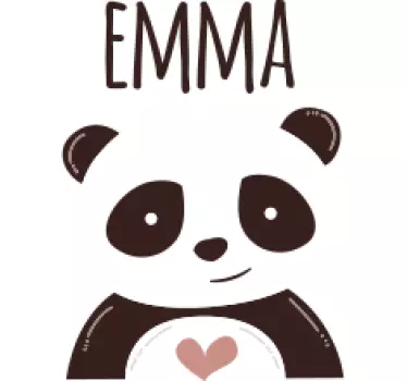 Vinilo pared bebé Panda feliz con nombre - TenVinilo