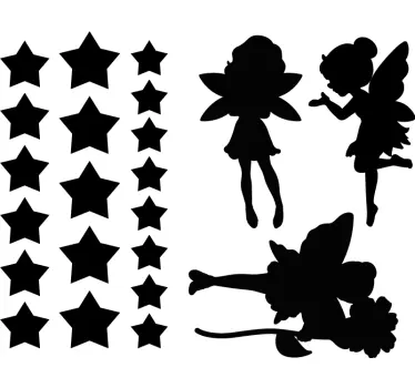 Vinilo de estrellas y hadas con flores - TenVinilo