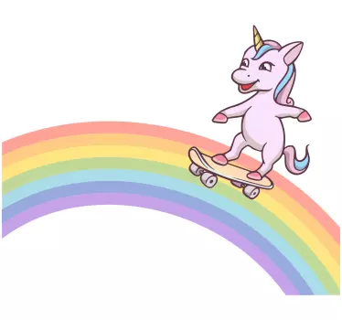 Vinilo pared infantil unicornio patinador - TenVinilo