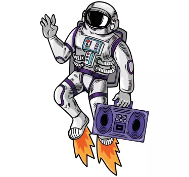 Vinilo para niños astronauta saludando - TenVinilo