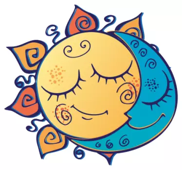 Vinilo pared infantil caras de sol y luna - TenVinilo