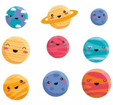 Vinilo espacio personajes del planeta feliz - TenVinilo