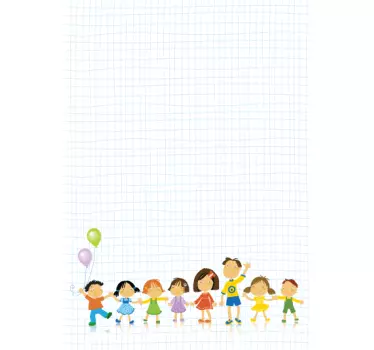 Vinilo pizarra vileda fila de niños - TenVinilo