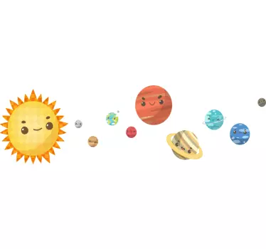 Vinilo para niños sistema solar planetas felices - TenVinilo