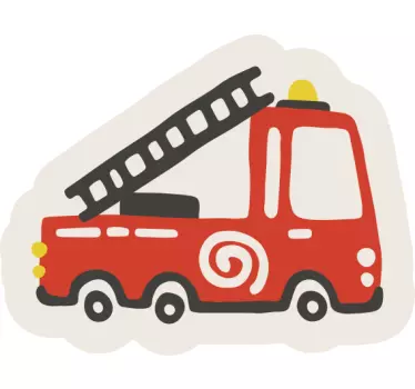 Vinilo pared infantil diseño de camión de bomberos - TenVinilo