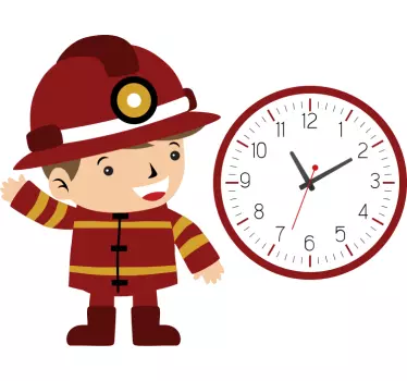 Vinilo pared infantil alarma para niños bomberos - TenVinilo