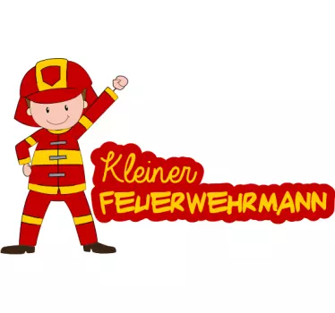 Vinilo pared infantil pequeña alegría de bombero - TenVinilo